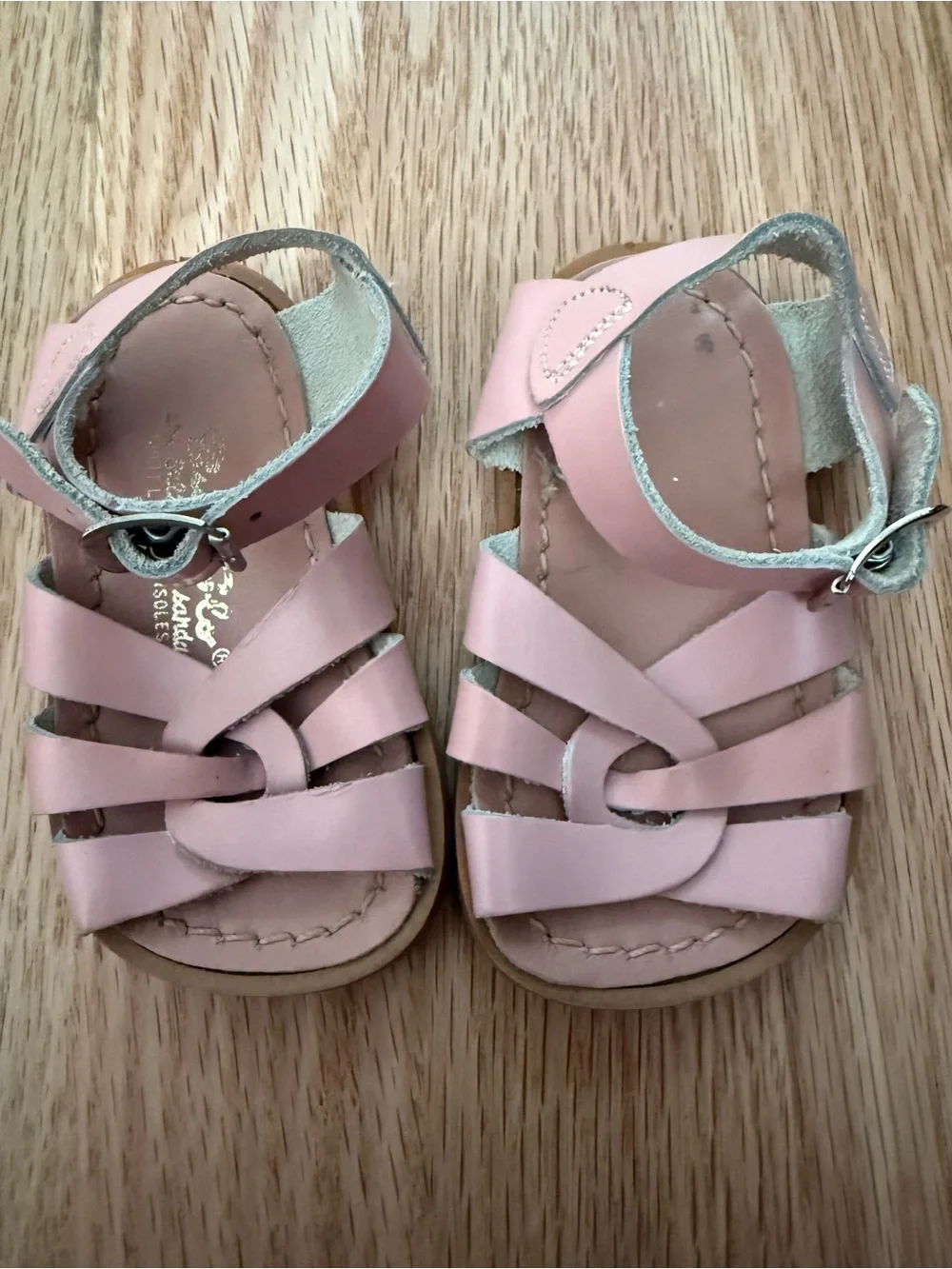 Salt Water Sandals by Hoy Light Pink Leather Toddler Strappy Sandals